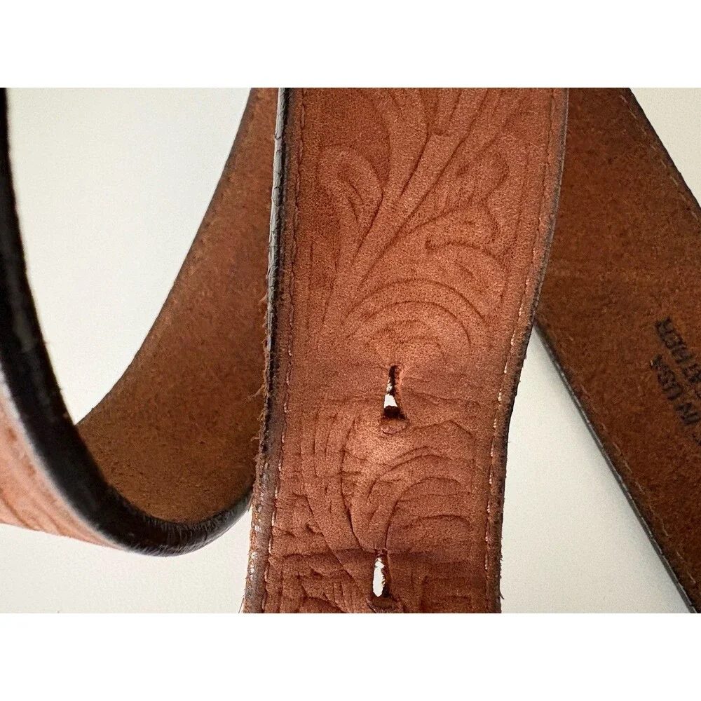 Silver Creek Men's Leather Belt Top Grain Embossed Metal Buckle 1. 5